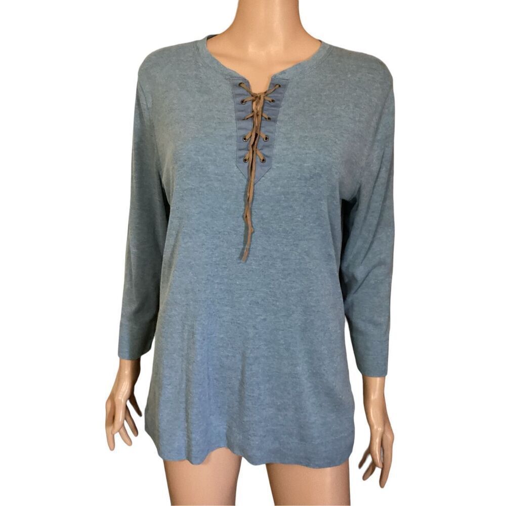 Ralph Lauren Women’s Denim Blue Lace Up Top L